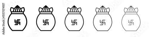 Kalash with coconut icon vector outline symbol or illustration