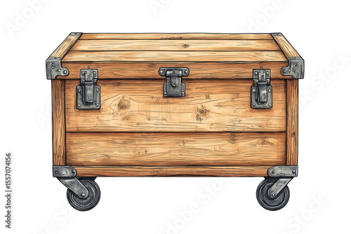 An antique wooden treasure chest with metal accents evokes a sense of adventure and discovery on transparent background