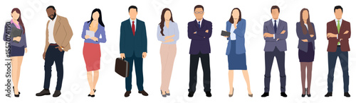 Diverse business people set. Businessmen, businesswomen standing portraits. Men and women employees, office workers, entrepreneurs.