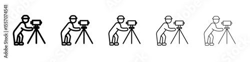 land surveyor icon vector outline symbol or illustration