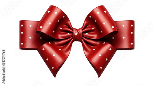 Festive red bow with white polka dots makes a charming accent for Christmas, birthdays, or any special gift wrapping occasion transparent.