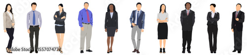 Diverse business people set. Businessmen, businesswomen standing portraits. Men and women employees, office workers, entrepreneurs.
