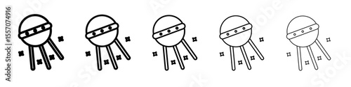 Linear sputnik icon vector outline symbol or illustration