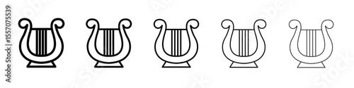 Lyre icon vector outline symbol or illustration