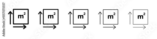 m2 area unit icon vector outline symbol or illustration