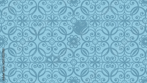 Elegant Light Blue Seamless Floral Damask Pattern for Decorative Backgrounds