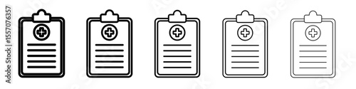 medical clipboard form icon vector outline symbol or illustration