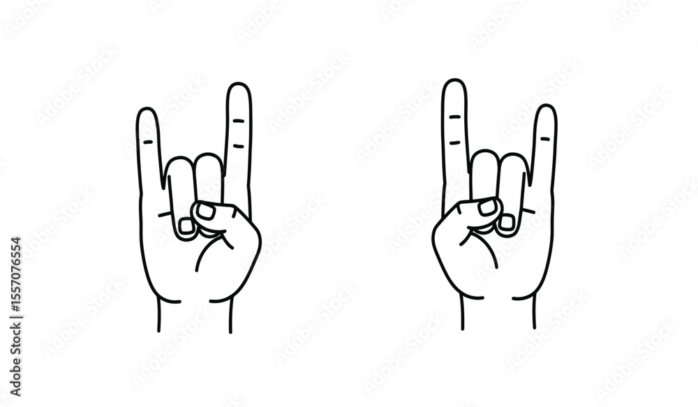 Obraz premium Hand Horns vector icon symbol in flat style. Hand Horns vector icon set in black and white filled and solid style