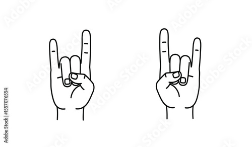 Hand Horns vector icon symbol in flat style. Hand Horns vector icon set in black and white filled and solid style