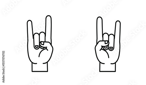 Hand Horns vector icon symbol in flat style. Hand Horns vector icon set in black and white filled and solid style