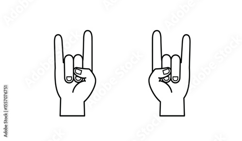 Hand Horns vector icon symbol in flat style. Hand Horns vector icon set in black and white filled and solid style