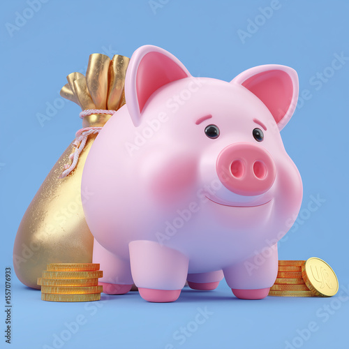 piggy bank and money