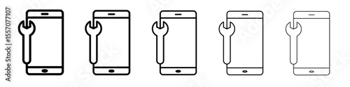 mobile repair icon vector outline symbol or illustration