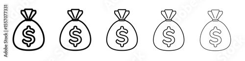 money bag icon vector outline symbol or illustration