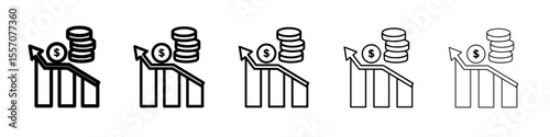 Money growing icon vector outline symbol or illustration