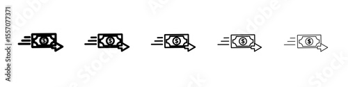 Money transfer icon vector outline symbol or illustration