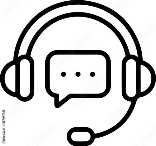 Customer support headset with a speech bubble icon representing communication