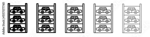 Multi Storey Parking icon vector outline symbol or illustration