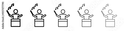 Music conductor icon vector outline symbol or illustration