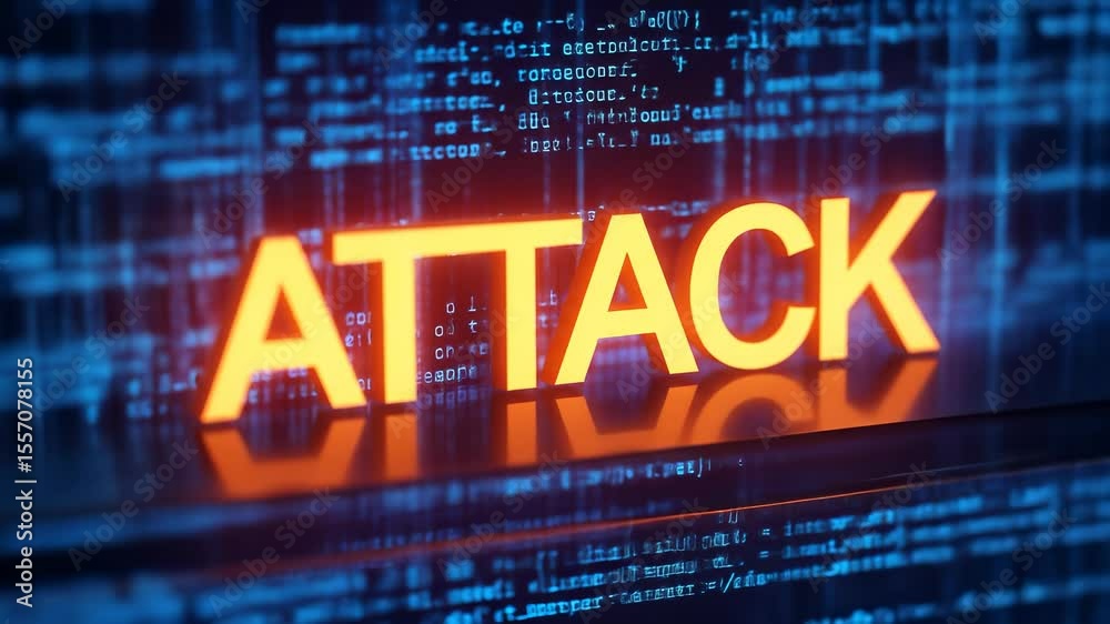 Cyber Attack Warning on Digital Screen with Glitching Code ...
