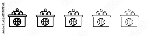 News presenter on TV Show icon vector outline symbol or illustration
