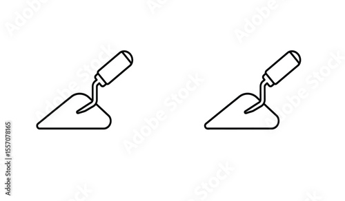 trowel icon set with different style.outline silhouette trowel flat icon