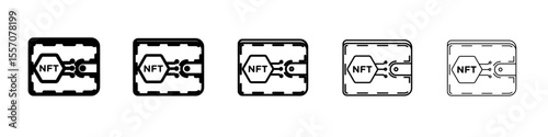 NFT wallet icon vector outline symbol or illustration