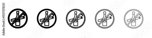 No alcohol and cigarettes icon vector outline symbol or illustration