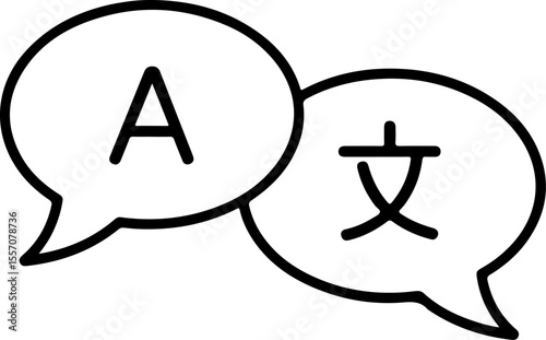 Speech bubbles with english letter a and chinese character for language