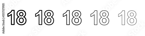 number 18 icon vector outline symbol or illustration