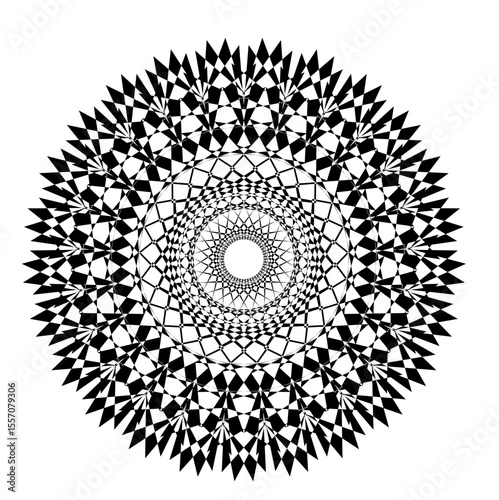 A collection of intricate black and white circular geometric patterns, Each design features unique radial symmetry and alternating shapes, creating a stunning visual effect.

