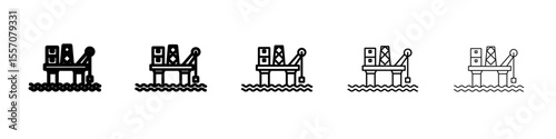 Oil platform icon vector outline symbol or illustration