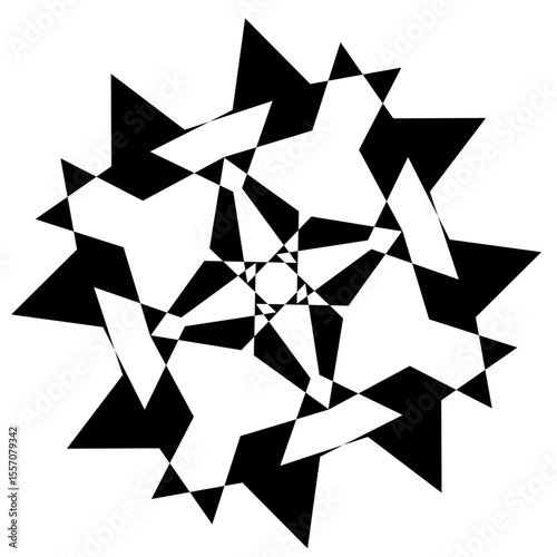 A collection of intricate black and white circular geometric patterns, Each design features unique radial symmetry and alternating shapes, creating a stunning visual effect.
