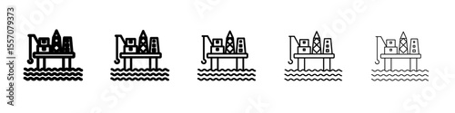 Oil platform icon vector outline symbol or illustration