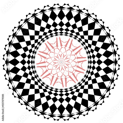 A collection of intricate black and white circular geometric patterns, Each design features unique radial symmetry and alternating shapes, creating a stunning visual effect.
