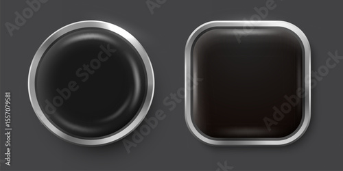 luxury Button or Frame. Glossy metal banner. Vector illustration