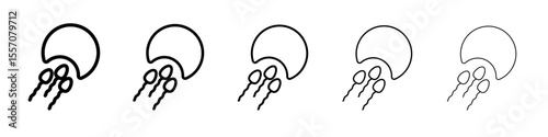 ovule being fertilized by sperm icon vector outline symbol or illustration