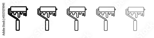 paint roller icon vector outline symbol or illustration