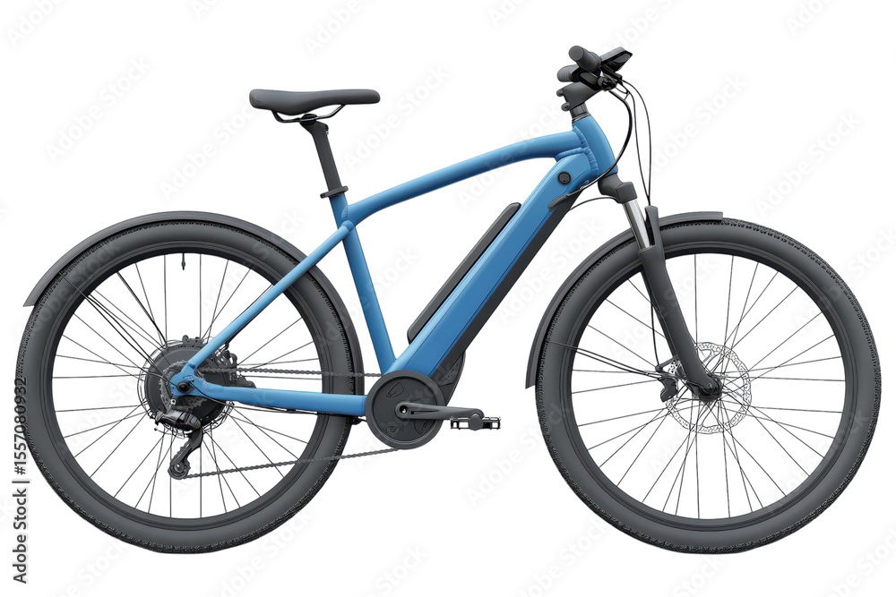 Fototapeta premium Envision eco friendly adventures on a modern blue e bike embracing sustainability and health on transparent background