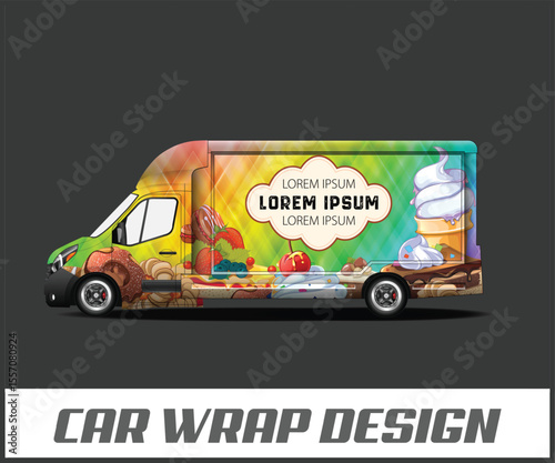 Colorful Food Truck Car Wrap Design van decorated