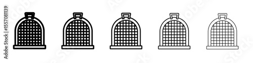 Pet cage icon vector outline symbol or illustration