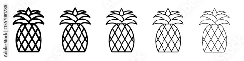 pineapple icon vector outline symbol or illustration