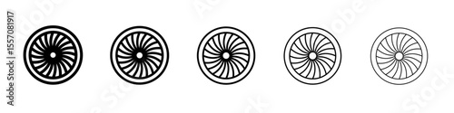 Plane turbine icon vector outline symbol or illustration