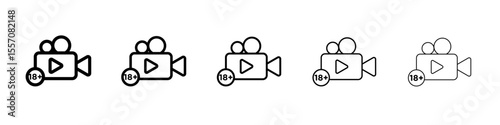 plus 18 movie icon vector outline symbol or illustration