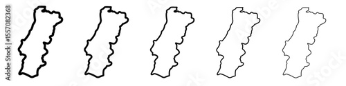 Portugal map icon vector outline symbol or illustration