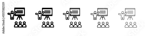 Presentation icon vector outline symbol or illustration