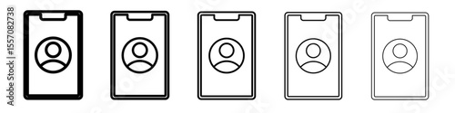 profile in phone icon vector outline symbol or illustration