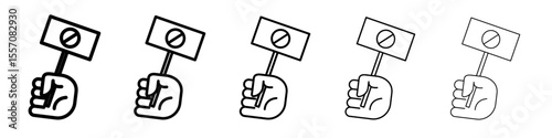 Protest banner in hand icon vector outline symbol or illustration