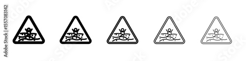 Quicksand and Mud Danger Sign icon vector outline symbol or illustration