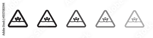 Quicksand and Mud Danger Sign icon vector outline symbol or illustration